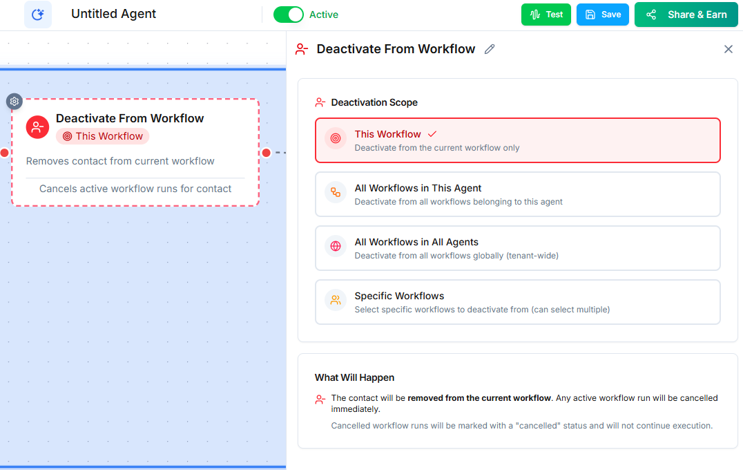 Deactivate from Workflow Node